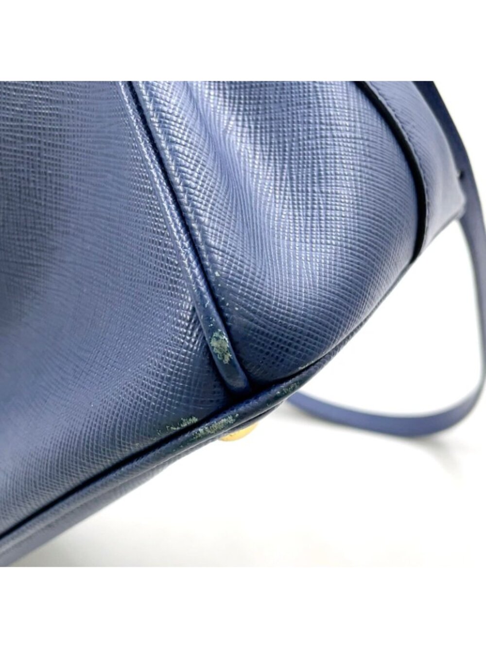 ★SOLD★ Prada Galleria 2-Way Shoulder Leather Blue Handbag Gold - Picture 8 of 15